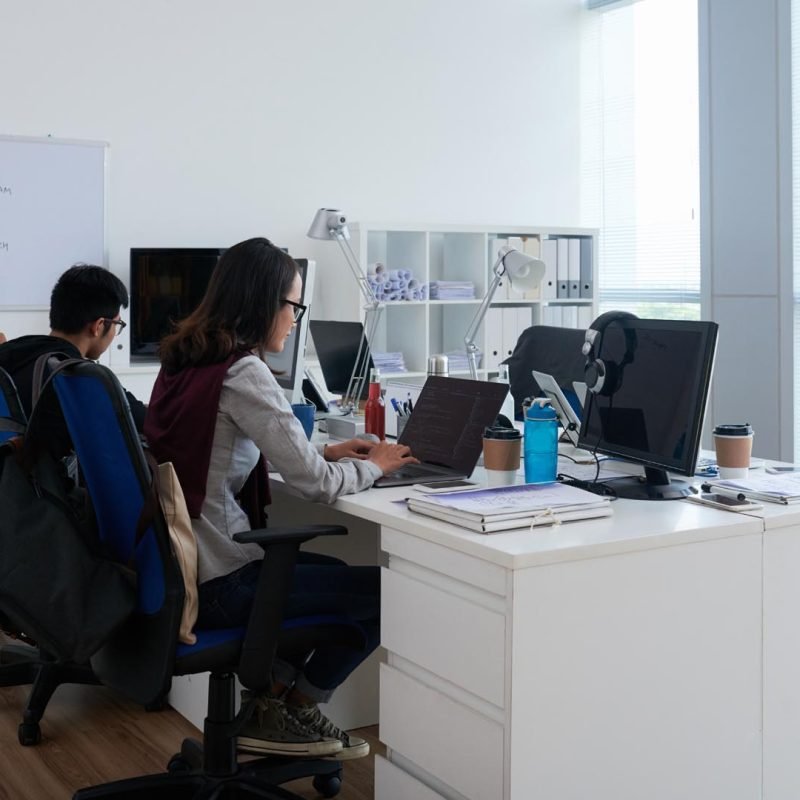 Young software developers working on new project in office